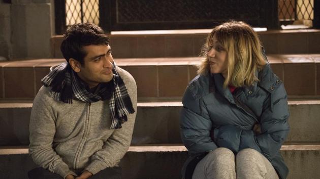 Kumail Nanjiani, left, and Zoe Kazan appear in a scene from,The Big Sick. The film, written by Nanjiani and his wife Emily Gordon, chronicles their relationship from the start, when the Pakistan-born Nanjiani was trying to make it as a stand-up in Chicago and Gordon was in a coma.(AP)