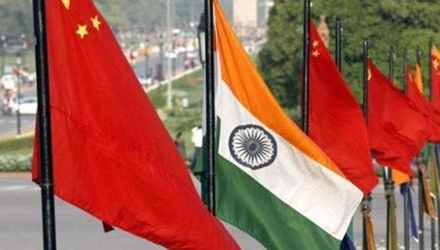 The national flags of India and China at Vijay Chowk, Rajpath, in New Delhi.(FILE PHOTO)