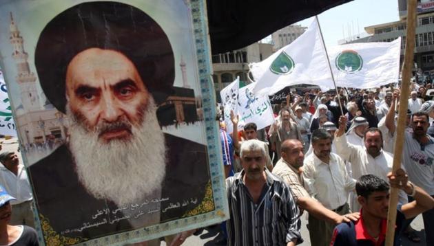 Sistani made the call via a representative speaking at Friday prayers on June 13, 2014, days after multiple Iraqi divisions collapsed in the face of the IS assault in the north. (AFP File Photo) Sistani made the call via a representative speaking at Friday prayers on June 13, 2014, days after multiple Iraqi divisions collapsed in the face of the IS assault in the north. (AFP File Photo)