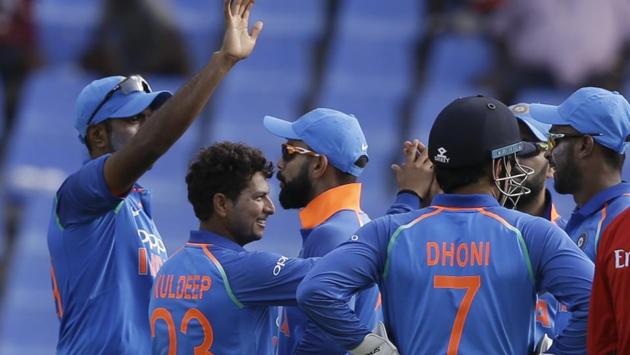 Jason Mohammed was dismissed by Kuldeep Yadav, who finished with figures of 3/41. (AP) Jason Mohammed was dismissed by Kuldeep Yadav, who finished with figures of 3/41. (AP)