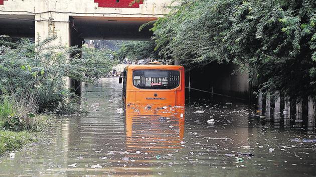 For the 35 lakh passengers who board government run buses in the Capital daily, the chances of being stuck in a bus due to a breakdown almost doubles during the rainy season as compared to the rest of the year.(HT Photo)