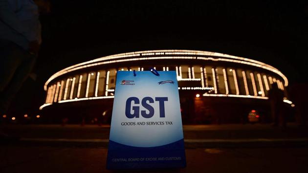 An illuminated Parliament ahead of the midnight launch of 'Goods and Services Tax (GST)' in New Delhi on Saturday.(PTI)