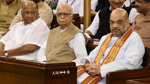 BJP senior leaders with party presidentn Amit Shah in the Central Hall of Parliament for the launch of 'Goods and Services Tax (GST)' in New Delhi. (PTI Photo) BJP senior leaders with party presidentn Amit Shah in the Central Hall of Parliament for the launch of 'Goods and Services Tax (GST)' in New Delhi. (PTI Photo)