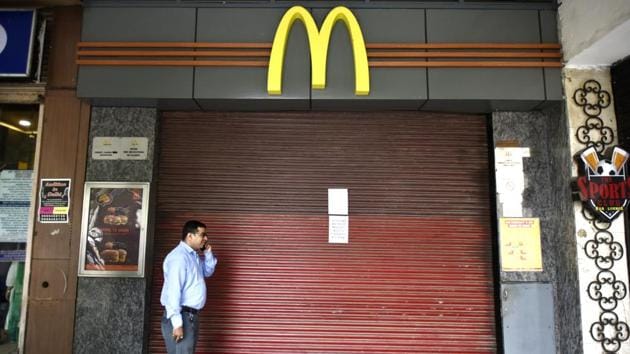 43 McDonald's outlets shut down in New Delhi, India. (Ravi Choudhary / HT Photo)