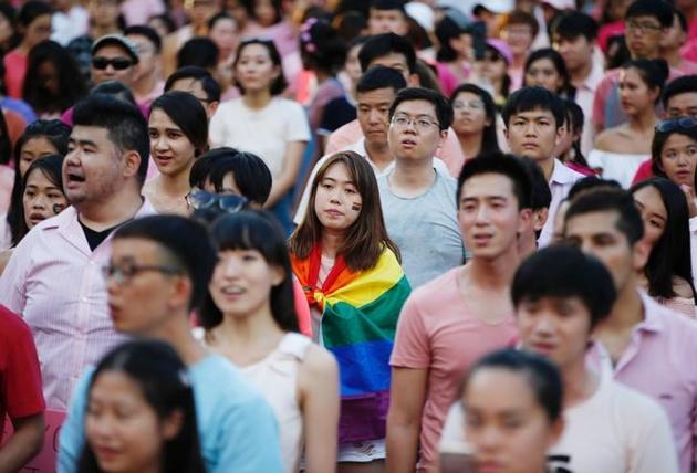 The Pink Dot rally, Singapore's annual gay pride rally, on Saturday. (Reuters)