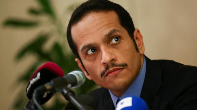 Qatari foreign minister Sheikh Mohammed bin Abdulrahman al-Thani attends a news conference in Rome, Italy.(Reuters Photo)