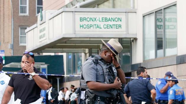 Police officers patrol the scene after an incident in which a gunman fired shots inside the Bronx-Lebanon Hospital in New York City on June 30. (Reuters) Police officers patrol the scene after an incident in which a gunman fired shots inside the Bronx-Lebanon Hospital in New York City on June 30. (Reuters)