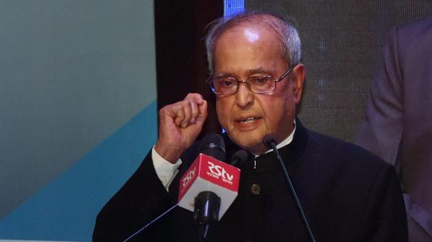President Pranab Mukherjee addresses a gathering in New Delhi. (PTI Photo)