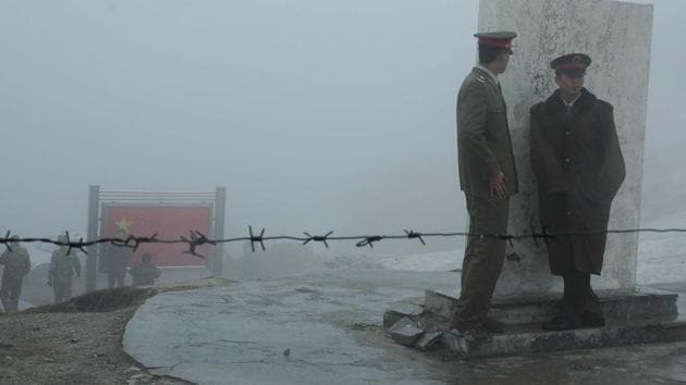 Chinese army at Nathu La .(Ashok Nath Dey/ HT File Photo)