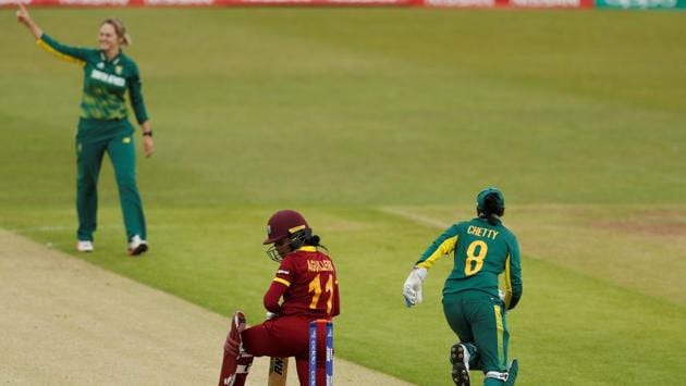 South Africa bundled out the West Indies for the second-lowest total in their history and sixth lowest in the Women’s World Cup en route a thrashing 10-wicket win at Leicester.(Action Images via Reuters)