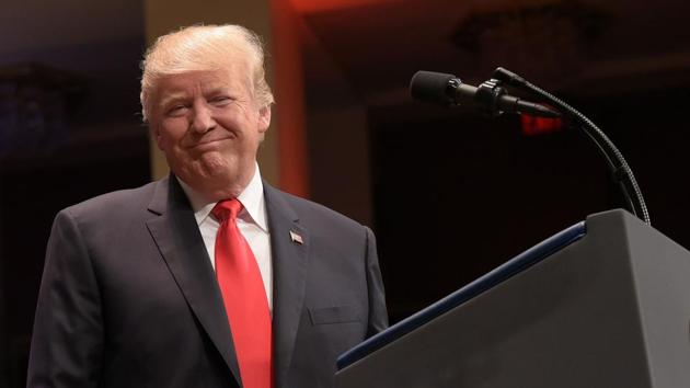 US President Donald Trump smiles while speaking during the ‘Celebrate Freedom’ concert at the John F Kennedy Center for the Performing Arts in Washington, DC. (AFP Photo) US President Donald Trump smiles while speaking during the ‘Celebrate Freedom’ concert at the John F Kennedy Center for the Performing Arts in Washington, DC. (AFP Photo)