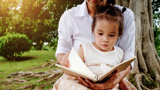 Children who are too young to read themselves don’t know where to look because they are not following the text. (Shutterstock) Children who are too young to read themselves don’t know where to look because they are not following the text. (Shutterstock)