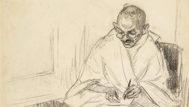 The pencil portrait was drawn by artist John Henry Amshewitz when Gandhi was in London for the 1931 Round Table Conference. (Image courtesy: Sotheby’s) The pencil portrait was drawn by artist John Henry Amshewitz when Gandhi was in London for the 1931 Round Table Conference. (Image courtesy: Sotheby’s)