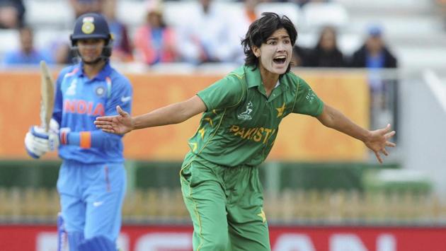 Pakistan's Diana Baig took the important wicket of Smriti Mandhana in the fourth over. (AP)