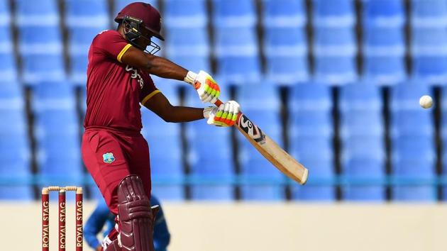 Evin Lewis plays a shot during the fourth One Day International (ODI) match between West Indies and India. (AFP) Evin Lewis plays a shot during the fourth One Day International (ODI) match between West Indies and India. (AFP)