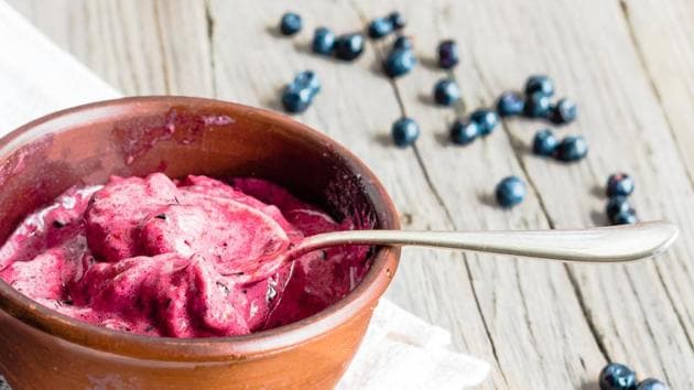 Banana ice cream with blueberries. (Shutterstock) Banana ice cream with blueberries. (Shutterstock)