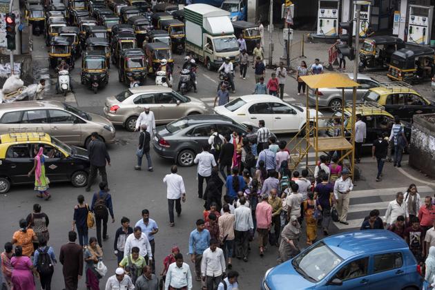 Pedestrians, autos and cars fight for space in this congested Bandra junction. (Satish Bate/HT Photo) Pedestrians, autos and cars fight for space in this congested Bandra junction. (Satish Bate/HT Photo)