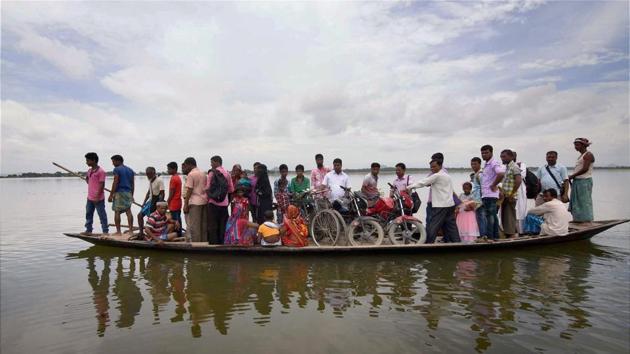 The overall flood situation has remained grim in Assam, especially in Lakhimpur and Sonitpur districts and Barak Valley areas. (PTI)