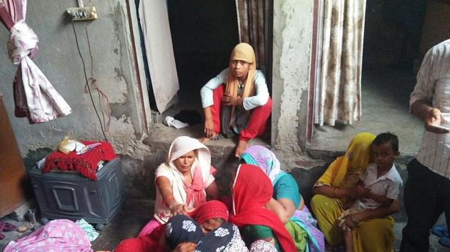 The family members of Lal Singh, 55, said he collapsed and started vomiting after they told him about the demolition notice from the UPSIDC. The family members of Lal Singh, 55, said he collapsed and started vomiting after they told him about the demolition notice from the UPSIDC.