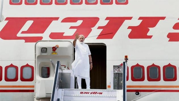 Narendra Modi before leaving for Israel on the first-ever visit by an Indian prime minister to Israel.(PTI)