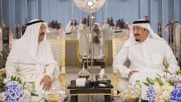 Saudi's King Salman bin Abdulaziz al-Saud (R) meeting with Kuwait's Emir Sheikh Sabah al-Ahmad al-Jaber al-Sabah in the Red Sea city of Jeddah. The Emir travelled to Saudi Arabia for talks aimed at resolving the crisis between Qatar and its Gulf neighbours and has been acting as a mediator. (Bandar Al-Jaloud / AFP) Saudi's King Salman bin Abdulaziz al-Saud (R) meeting with Kuwait's Emir Sheikh Sabah al-Ahmad al-Jaber al-Sabah in the Red Sea city of Jeddah. The Emir travelled to Saudi Arabia for talks aimed at resolving the crisis between Qatar and its Gulf neighbours and has been acting as a mediator. (Bandar Al-Jaloud / AFP)