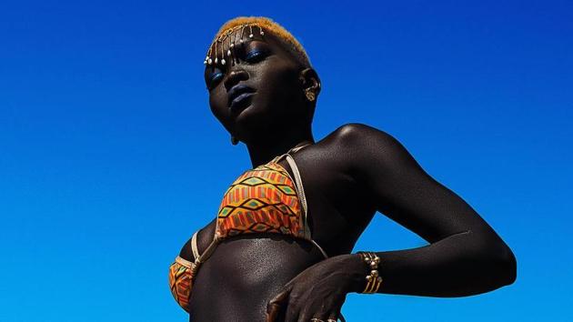 The 24-year-old South Sudanese model has been nicknamed the ‘Queen of Dark’ for using her Instagram account to challenge stereotypes against colour and beauty.(Nyakim Gatwech Instagram)