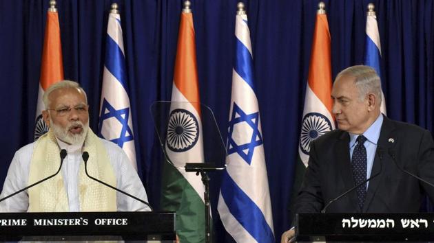 Indian Prime Minister Narendra Modi speaks during a joint press conference with Israeli Prime Minister Benjamin Netanyahu at Netanyahu's residence in Jerusalem, Israel on July 4. (AP Photo) Indian Prime Minister Narendra Modi speaks during a joint press conference with Israeli Prime Minister Benjamin Netanyahu at Netanyahu's residence in Jerusalem, Israel on July 4. (AP Photo)