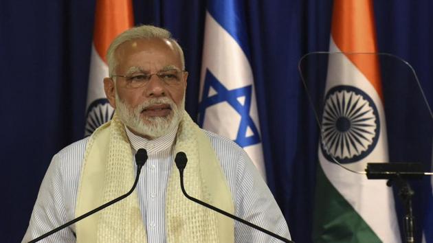 Prime Minister Narendra Modi at the joint press conference with Israeli Prime Minister Benjamin Netanyahu in Jerusalem on July 4, 2017. (AP Photo) Prime Minister Narendra Modi at the joint press conference with Israeli Prime Minister Benjamin Netanyahu in Jerusalem on July 4, 2017. (AP Photo)
