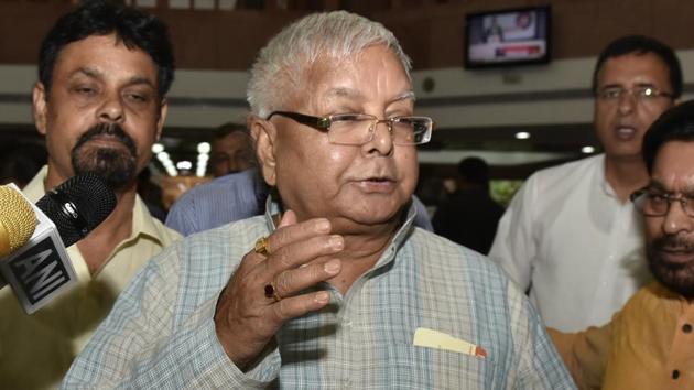 RJD Leader Lalu Prasad during an opposition party meeting at Parliament House Library in New Delhi, India, on June 22, 2017. (Arvind Yadav/HT PHOTO) RJD Leader Lalu Prasad during an opposition party meeting at Parliament House Library in New Delhi, India, on June 22, 2017. (Arvind Yadav/HT PHOTO)