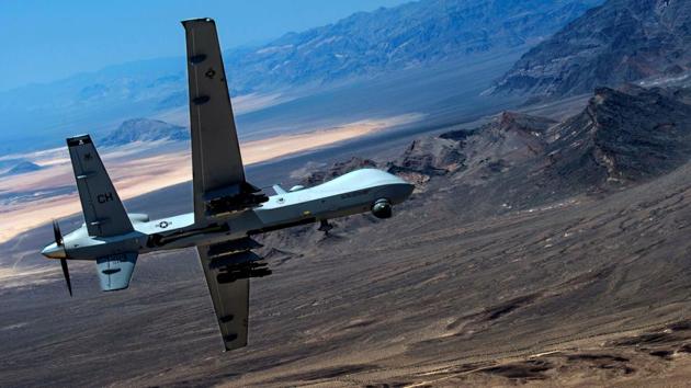 An MQ-9 Reaper remotely piloted drone aircraft performs aerial manoeuvres. (File photo for representative purposes)(REUTERS) An MQ-9 Reaper remotely piloted drone aircraft performs aerial manoeuvres. (File photo for representative purposes)(REUTERS)
