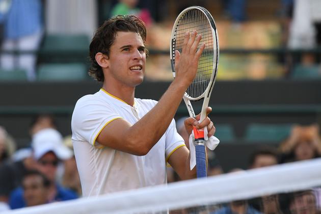 Austria's Dominic Thiem reacts cruised past Canada's Vasek Pospisil to book his berth in the second round. (AFP)