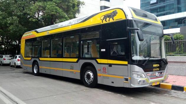 Although the plan to ply eco-friendly buses in BKC was conceived in early 2013, it was delayed by four years owing to various issues.(HT Photo)