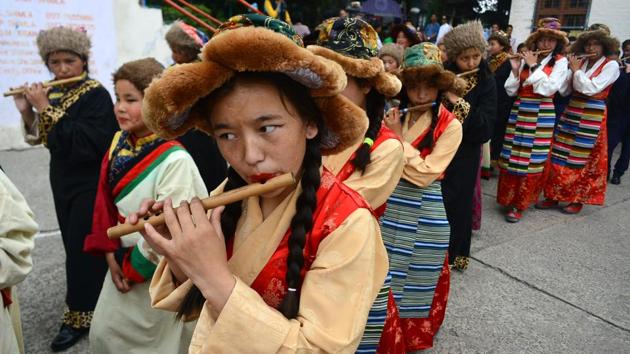 Tibetans living-in-exile in India celebrate 82nd birthday of 14th spiritual guru Dalai Lama at Tibetan school Chota Shimla, Shimla on Thursday. (Deepak Sansta/HT Photo) Tibetans living-in-exile in India celebrate 82nd birthday of 14th spiritual guru Dalai Lama at Tibetan school Chota Shimla, Shimla on Thursday. (Deepak Sansta/HT Photo)