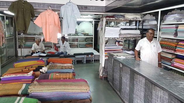 A Khadi shop without customers in Kota on Friday.(AH Zaidi/ HT PHOTO)