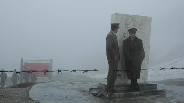 Chinese soldiers at Nathu La (pass) in Sikkim.(HT FILE PHOTO)