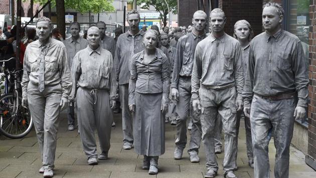 The zombie-inspired demonstration was designed to send a rousing message to the public to fight for tolerance and solidarity, and be more engaged in politics generally. (Christof Stache / AFP)