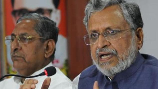 BJP leader Sushil Modi speaking to media persons in Patna on Friday. (HT Photo/AP Dube) BJP leader Sushil Modi speaking to media persons in Patna on Friday. (HT Photo/AP Dube)
