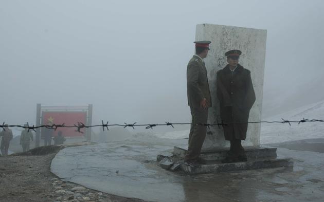 File photo of soldiers of the People’s Liberation Army at the Nathula pass. (HT Photo) File photo of soldiers of the People’s Liberation Army at the Nathula pass. (HT Photo)
