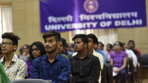 The MPhil entrance test was held on July 5 between 8am to 10 am and the PhD entrance test was held the same day between 4pm to 6pm. (Saumya Khandelwal/HT PHOTO) The MPhil entrance test was held on July 5 between 8am to 10 am and the PhD entrance test was held the same day between 4pm to 6pm. (Saumya Khandelwal/HT PHOTO)