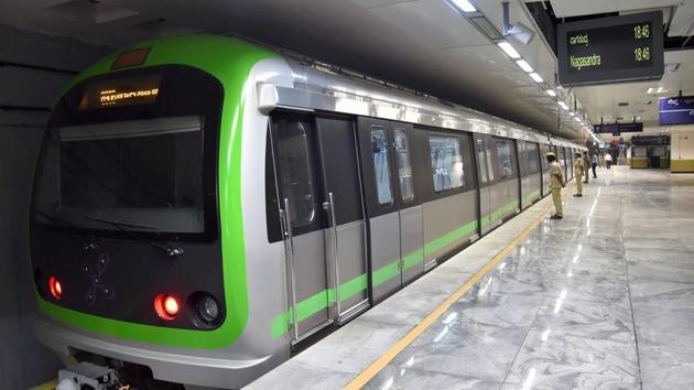 Police stand guard near a metro train at Majestic metro station in Bengaluru. (PTI File Photo) Police stand guard near a metro train at Majestic metro station in Bengaluru. (PTI File Photo)