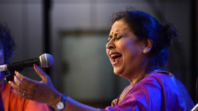 Arti Ankalikar performed on day three of ‘Swara Malhar’.  (Ravindra Joshi/HT PHOTO) 