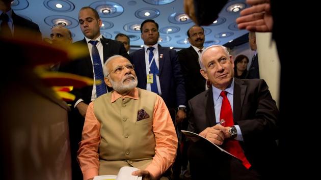 Prime Minister Narendra Modi and Israeli Prime Minister Benjamin Netanyahu attend an innovation conference with Israeli and Indian CEOs, Tel Aviv, Israel, July 6(REUTERS)