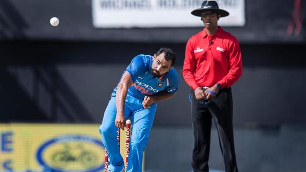 But Mohammed Shami had other plans. The India pacer picked up as many as four wickets to make West Indies totter. (AFP) But Mohammed Shami had other plans. The India pacer picked up as many as four wickets to make West Indies totter. (AFP)