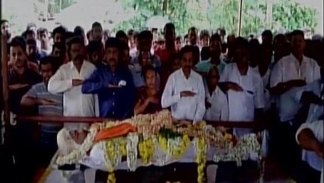Funeral of RSS Worker Sarath Madivala(ANI Twitter)