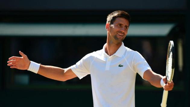 Three-time champion Novak Djokovic reached the Wimbledon fourth round for the 10th time with a 6-4, 6-1, 7-6 (7/2) win over Ernests Gulbis of Latvia. (Twitter )