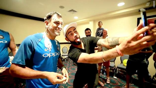 Skipper Virat Kohli snaps a quick selfie with the birthday boy.  (BCCI) 