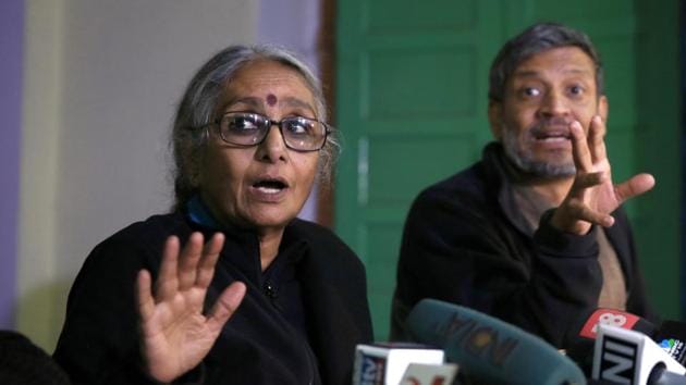 Activists Aruna Roy and Nikhil Dey at a press conference in Jaipur last year. (Himanshu Vyas/HT File Photo) Activists Aruna Roy and Nikhil Dey at a press conference in Jaipur last year. (Himanshu Vyas/HT File Photo)