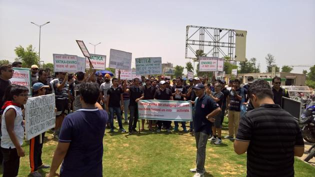 Residents protested on Sunday. Residents protested on Sunday.