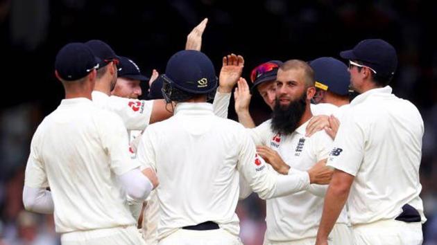 England rode on Moeen Ali’s 10/112 to thrash South Africa by 211 runs in the first Test at Lord’s.(Twitter)