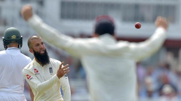 Moeen Ali took six wickets for 53 runs in the second innings as England beat South Africa in the first of four-Test series . Get full cricket score of England vs South Africa here.(AFP)